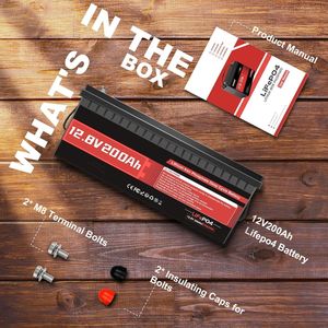 Paquete de 2 Baterías de Litio Hierro Fosfato LiFePO4 de 12V 200Ah con BMS de 200A y Más de 15000 Ciclos para Almacenamiento de Energía Solar en Autocaravanas y Camping - Product Image 3