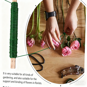 Fil de <span class=keywords><strong>jardin</strong></span> DIY Floral pour bouquets faits main, fils de fixation polyvalents, projets de jardinage DIY, fil floral en métal vert - Product Image 3