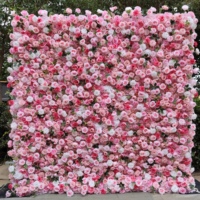 Panneau mural de fleurs artificielles personnalisé, design floral rose/rouge romantique, pour la décoration du Nouvel An, de la Saint-Valentin et des mariages