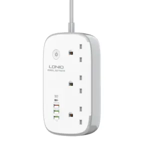 Hdnio skw3453 tira de alimentação, carregamento rápido wi-fi, plug uk, controle app, tomada, 2 medidores, função 100-250v, tira de alimentação inteligente