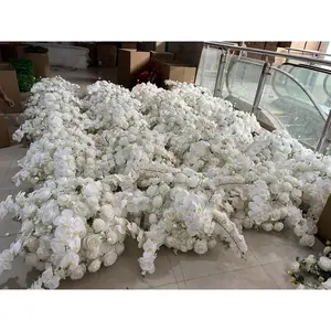 WG230088 Candelabros brancos personalizados feitos à mão, arranjo de flores para peças centrais, atacado, 70 cm, marfim