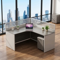 Poste de travail de bureau incurvé avec cloison, bureau informatique moderne en bois, table de direction de luxe, ensemble de mobilier de bureau
