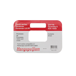 Hyperther <span class=keywords><strong>Plasma</strong></span> cắt ngọn đuốc tiêu hao Đồng Shield 220798 cho powmax45/<span class=keywords><strong>65</strong></span>/<span class=keywords><strong>85</strong></span>/105 - Product Image 1