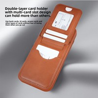 Étui de protection pour iPhone 17 Pro Max, design artisanal, deux-en-un avec porte-cartes, en PU, support magnétique invisible