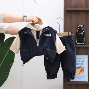 Conjunto de Primavera/Otoño para Niños 2026, Nuevo Estilo, Chaleco Informal de Primavera para Bebé, Conjunto de Tres Piezas, Ropa para Bebés/Niños Pequeños, Pantalones - Product Image 4