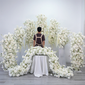 Factory Direct White Flower Arch Backdrop Customizable Size Floral background silk Flowers for Wedding - Product Image 1