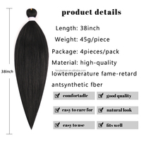 Lot de 4 mèches synthétiques EZ Braid pré-étirées Yaki pour tressage, trame simple, vente en gros, 38 pouces, pour femmes noires, crochet afro, haute qualité