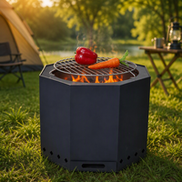 Brasero de camping et de patio en acier au carbone à faible émission de fumée, à bois, sans assemblage, vente chaude