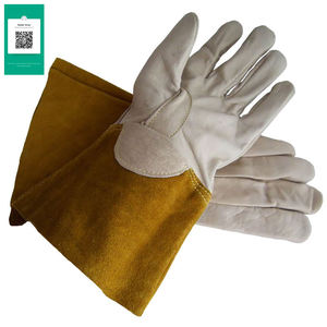 ถุงมือเชื่อมหนังขนาด16นิ้วถุงมือนิรภัยแบบกำหนดเองพร้อมคุณสมบัติกันไฟและป้องกันความร้อนสำหรับการทำงาน - Product Image 4