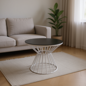 Tavolino da Caffè Homeera Rotondo con Piano in Vetro Temperato e Struttura in Metallo, Design Moderno per Arredamento Soggiorno - Product Image 2