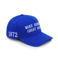 Soldes B2B : Casquette 5 panneaux vintage bleue structurée, personnalisable avec logo, style hip-hop, taille XL, pour sports de plein air et mode décontractée en coton