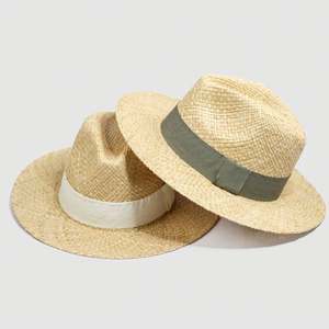 Sombrero de Paja Tejido a Mano Unisex, Protección Solar, Primavera/Verano, Estilo Jazz Panamá, Ala Ancha, Rafia, Casual, con Cinta y Cuerda, Suministro Directo de Fábrica - Product Image 4