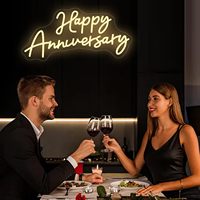 Mutlu yıldönümü düğün zemin yatak odası oturma için LED Neon burcu ev dekor romantik nişan parti duvar dekorasyon