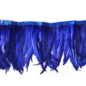 Hot sale rooster feathers for tribal hair extensions cheap cocktail strip feather fringe trim feather skirt