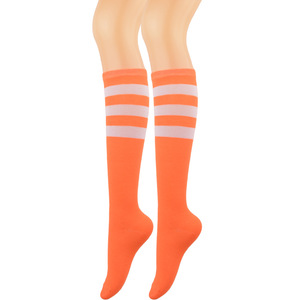 6 paires de chaussettes néon mi-hautes 100% coton tricotées extensibles pour femmes et hommes, pour le <span class=keywords><strong>roller</strong></span>, le football, le softball et les sports d'équipe - Product Image 2