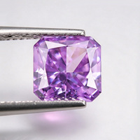 Zircone cubique synthétique de qualité 7A, rose violacé, à haute teneur en carbone, taille carrée et taille coussin, pierres en vrac