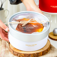 Boîtes à dessert haut de gamme biodégradables personnalisées Tubes ronds en papier d'emballage de gâteau de qualité alimentaire avec conception de fenêtre pour bouteilles de vin