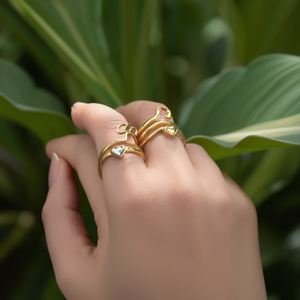 แหวนแฟชั่น ชุบทอง PVD สแตนเลสสตีล 316L ทนทาน ดีไซน์รูปหัวใจ ปรับขนาดได้ - Product Image 3