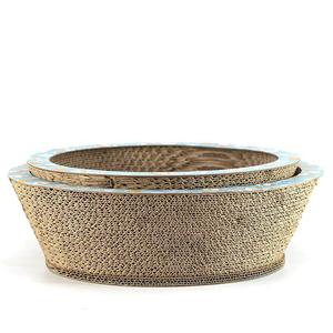 <b>Cat</b> <b>Scratching</b> <b>Post</b> Corrugated Paper Cartoon Pattern 1 Level Blue <b>Cat</b> Bowl Set With Catnip Pack For <b>Cats</b> - Product Image 3