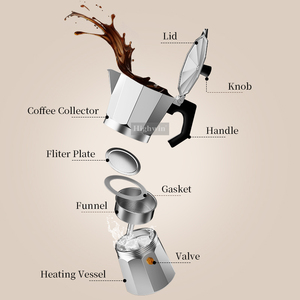 <span class=keywords><strong>Cafetera</strong></span> Moka <span class=keywords><strong>Italiana</strong></span> HIGHWIN de Aluminio de Grado Alimenticio, Multicapacidad, para Estufa - Product Image 5