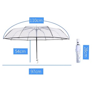 Custom Logo Adult Transparent Manual Straight 3 Fold PVC Girl <b>Umbrella</b> Portable Cute <b>Windproof</b> - Product Image 6