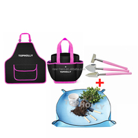 Tapis de rempotage de plantes pliant en PE tapis de transplantation pliable avec 2 pièces truelle râteau Nylon outils de jardin ensemble et gants kit de tapis de rempotage