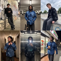 Veste Sashiko personnalisée pour homme, patchwork Boro, indigo, coutures contrastées, col pointu, OEM ODM, faible MOQ, vente en gros, approvisionnement rapide