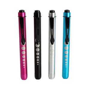 Stylo torche médical en acier inoxydable à double source lumineuse avec clip - Product Image 4