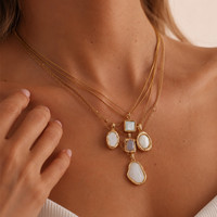 Collier pendentif femme en acier inoxydable blanc, style Ins, chaîne en bambou, luxe léger transfrontalier euro-américain, tendance