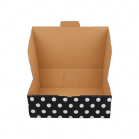 Kotak hadiah lipat Polka Dot Hitam dan putih kemasan karton bergaya untuk kue perhiasan butik solusi penyimpanan atas Flip