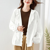 Chemisier en coton brodé à manches longues pour femme, nouvelle collection printemps 2026, style français, haut élégant pour femme