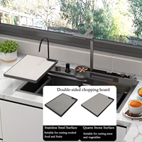 Robinet de cuisine intelligent FSH avec écran LED, contrôle de la température, fonction cascade, purification de l'eau, un seul bol, un porte-savon inclus