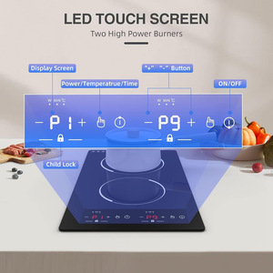 Nhà máy đôi Bếp cảm ứng màu đen được xây dựng trong đung điện cảm ứng HOB 2 Burner Bếp cảm ứng thương mại hộ gia đình - Product Image 2