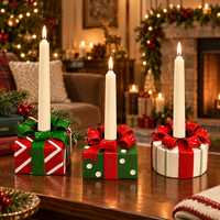 Lot de 3 bougeoirs en résine peints à la main pour bougies coniques, décoration de centre de table pour mariages, dîners et fêtes de Noël