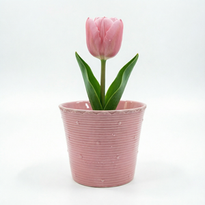Pots à fleurs en céramique <span class=keywords><strong>de</strong></span> qualité supérieure, 6,5 pouces, rose, à bord festonné côtelé, pour <span class=keywords><strong>une</strong></span> <span class=keywords><strong>d</strong></span>écoration élégante <span class=keywords><strong>de</strong></span> la maison et du jardin, plantes et fleurs <span class=keywords><strong>d</strong></span>'intérieur - Product Image 1