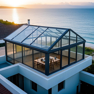 Pergola Moderna Personalizzata in Lega di Alluminio con Vetro Temperato Doppio Triangolare, Leggera e Impermeabile per Esterni - Product Image 2