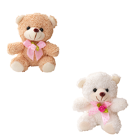 Mini ours en peluche avec nœud décoratif rose et beige mélangé pour les fêtes d'enfants, les cadeaux de classe ou les petits récompenses
