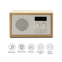 Hochwertiges LED-Display FM-Holz Digitalradio mit AUX-IN-Funktion und Eingebautem Mono-Lautsprecher