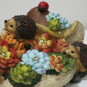 Design personalizzato a energia solare/resina riccio rana succulenta decorazione del giardino scultura artigianato popolare solare - Product Image 4