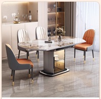 Table à manger ovale moderne extensible en marbre blanc de 70,84 pouces, capacité de 6 à 8 personnes, 200 livres, assemblage requis, pieds en acier inoxydable