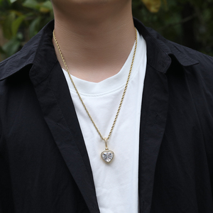 Collar de Corazón Rosa de Moda con Cristal, Colgante de Circonita Cúbica Completa, Collar de Corazón Vintage, Joyería de Piedras Preciosas para Mujer - Product Image 4