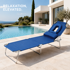 Chaise longue pliante avec trou pour le visage, coussin en forme de U, dossier inclinable pour la plage, le bord de la piscine, l'hôtel - Product Image 1