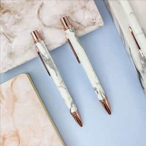 Stylo bille en métal personnalisé mignon avec texture marbrée, logo/couleur personnalisable, encre noire/multicolore, cadeau de signature de mariage - Product Image 4