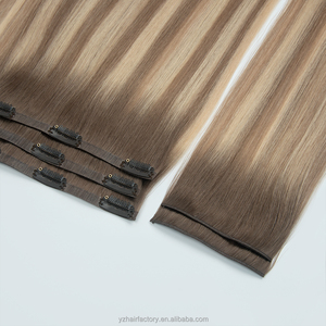 Extensiones de Cabello Humano con Clip, Remy Indio, Trama Única, Puntas Completas, Color Marrón Claro - Product Image 3