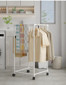 Quadrilateral <b>Duty</b> Clothes <b>Rail</b> with Wheels Metal <b>Clothing</b> Garment Stand for Everyday Home Dormitory Hotel Add Closet Space - Product Image 2