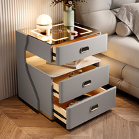 Table de Chevet Intelligente de Luxe YuTao pour Chambre à Coucher, 3 Tiroirs, Verre Trempé, Haut-parleur Bluetooth, Interface USB, Meuble de Sécurité pour la Maison