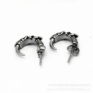 Pendientes de acero de titanio yunnique, diseño de cola de zorro en forma de media luna, joyería de moda unisex, 316mm, estilo punk europeo americano - Product Image 3