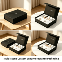 Caja de Perfume con Forma de Libro, Diseño Moderno, Personalizada, de Alta Gama, Ecológica, Rígida, Magnética, con Forro de Esponja Mate