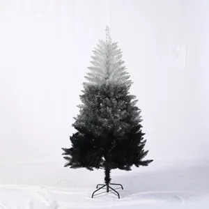 कृत्रिम सर्पिल काले और सफेद क्रिसमस वृक्ष के गहने इनडोर क्रिसमस पेड़