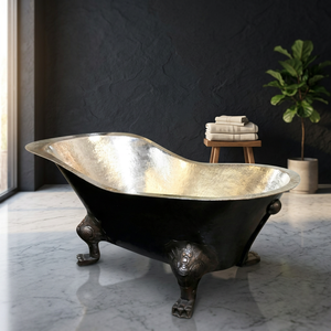 Antique Copper Bath Tub Free-Standing Double Slipper Hot Tub Budget-Friendly Bathroom Accessory - Indian Home Crafts - Product Image 3